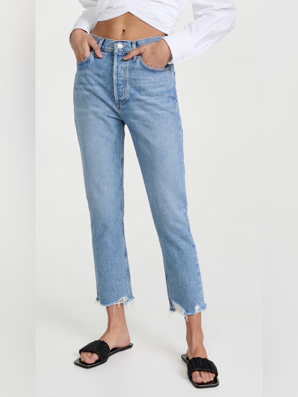 Agolde Riley High-Rise Straight Crop Jeans, 24